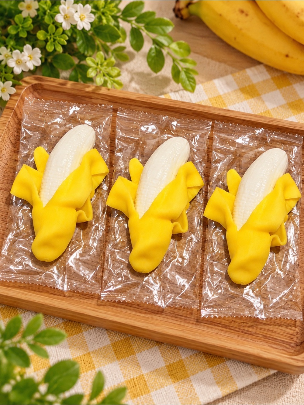 3 Yellow Banana Peel squishy -